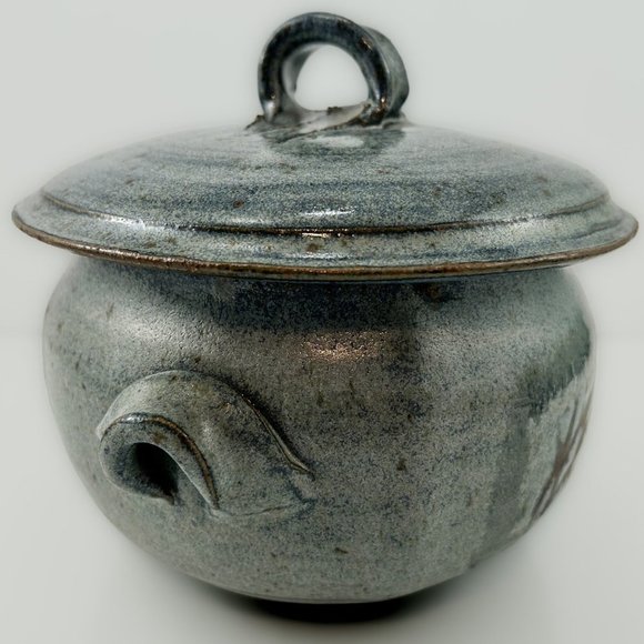 HANDMADE Stoneware Pottery Art | Turquoise Ceramic Lidded Bowl - Picture 6 of 10